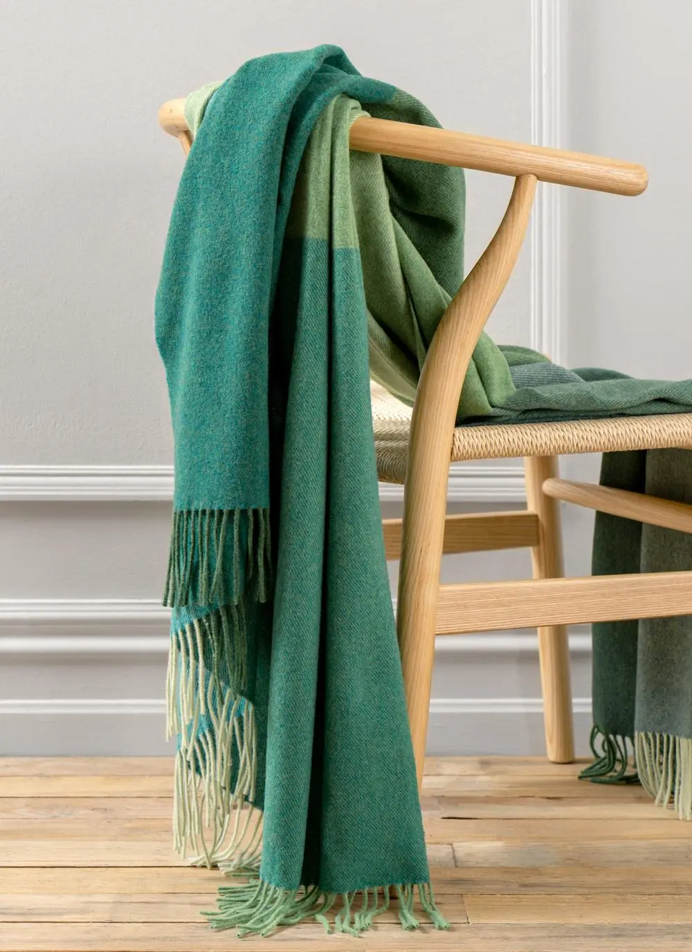 Green Stripe Lambswool Throw
